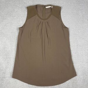Soft Surroundings Womens Sleeveless‎ Top Small Chocolate Brown Curved Hem 2BX75
